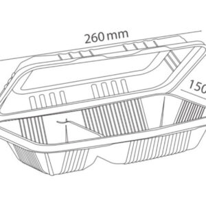 Two compartment takeout container sketch